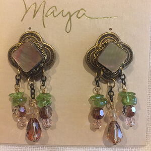 Maya Handmade Gemstone Clip Earrings